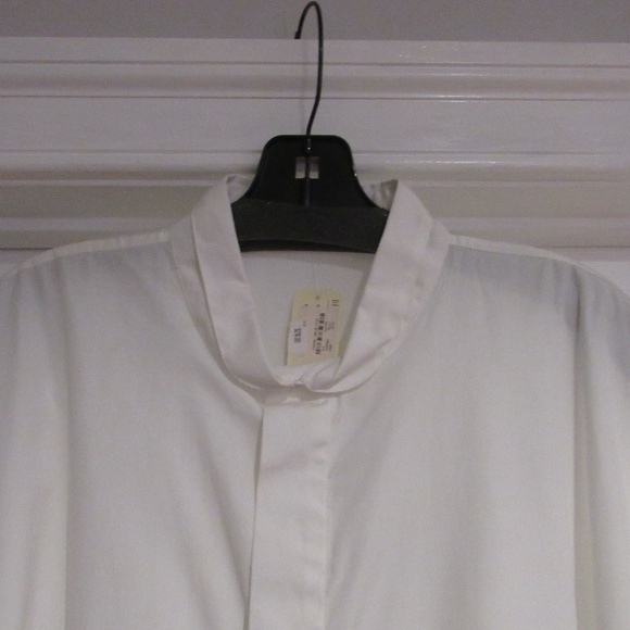 NWT eskandar White cotton button front Wide Long Classic SHIRT sz 2 - Picture 3 of 6